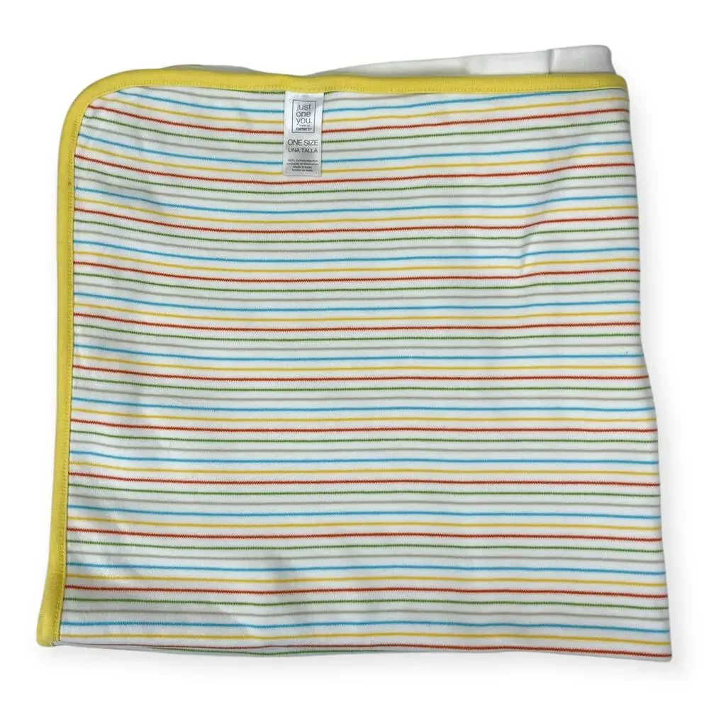 Just One You Carters I Love Hugs Yellow Striped Baby Blanket Giraffe Monkey Frog